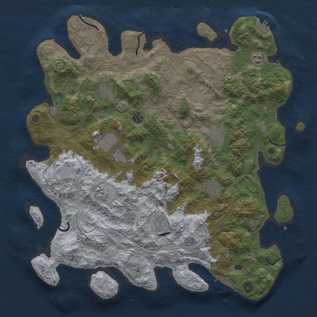 Rust Map: Procedural Map, Size: 4500, Seed: 475989017, 18 Monuments