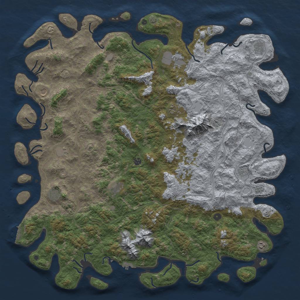 Rust Map: Procedural Map, Size: 6000, Seed: 1451502645, 18 Monuments