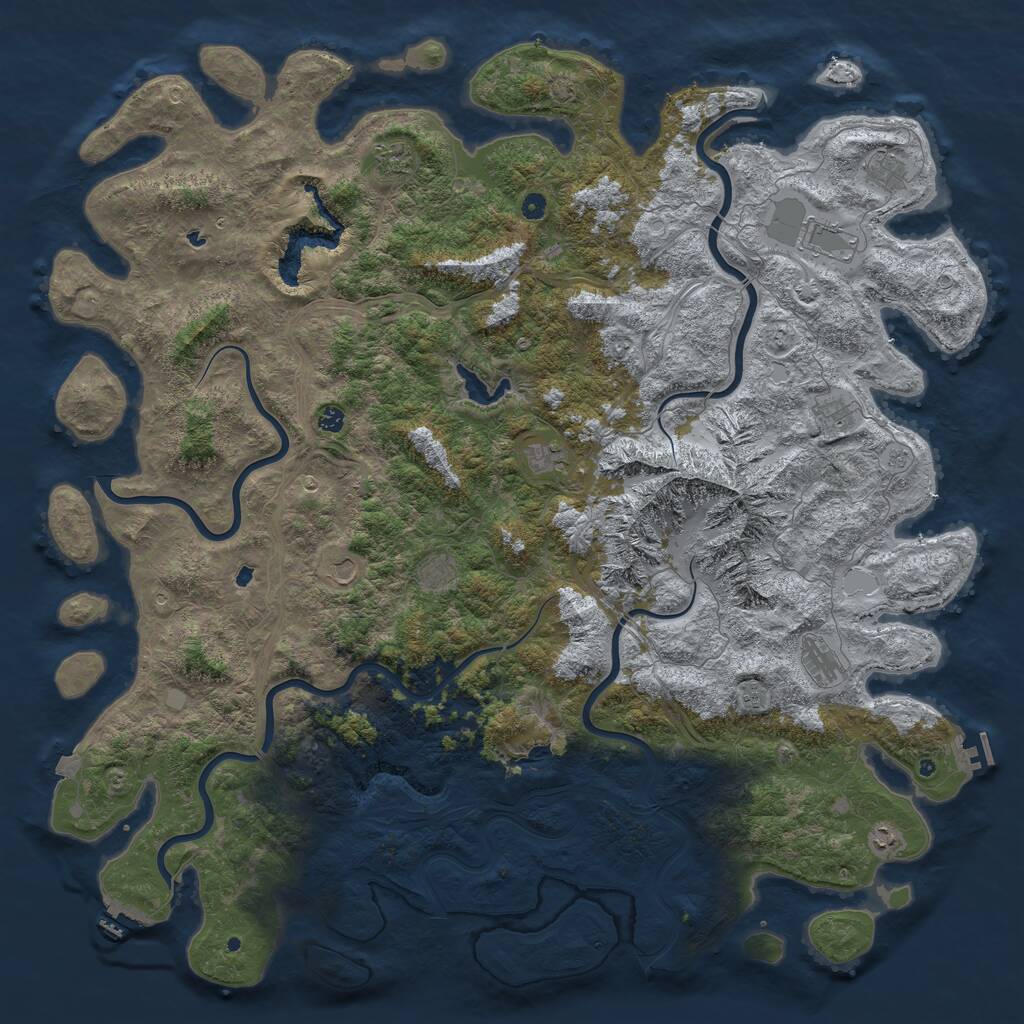 Rust Map: Procedural Map, Size: 6000, Seed: 1451502645, 17 Monuments