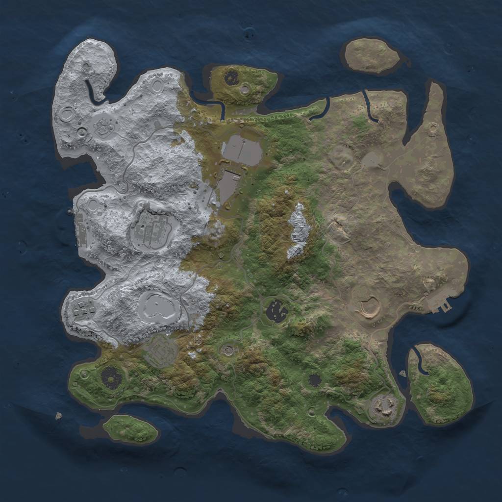 Rust Map: Procedural Map, Size: 3500, Seed: 708522787, 14 Monuments