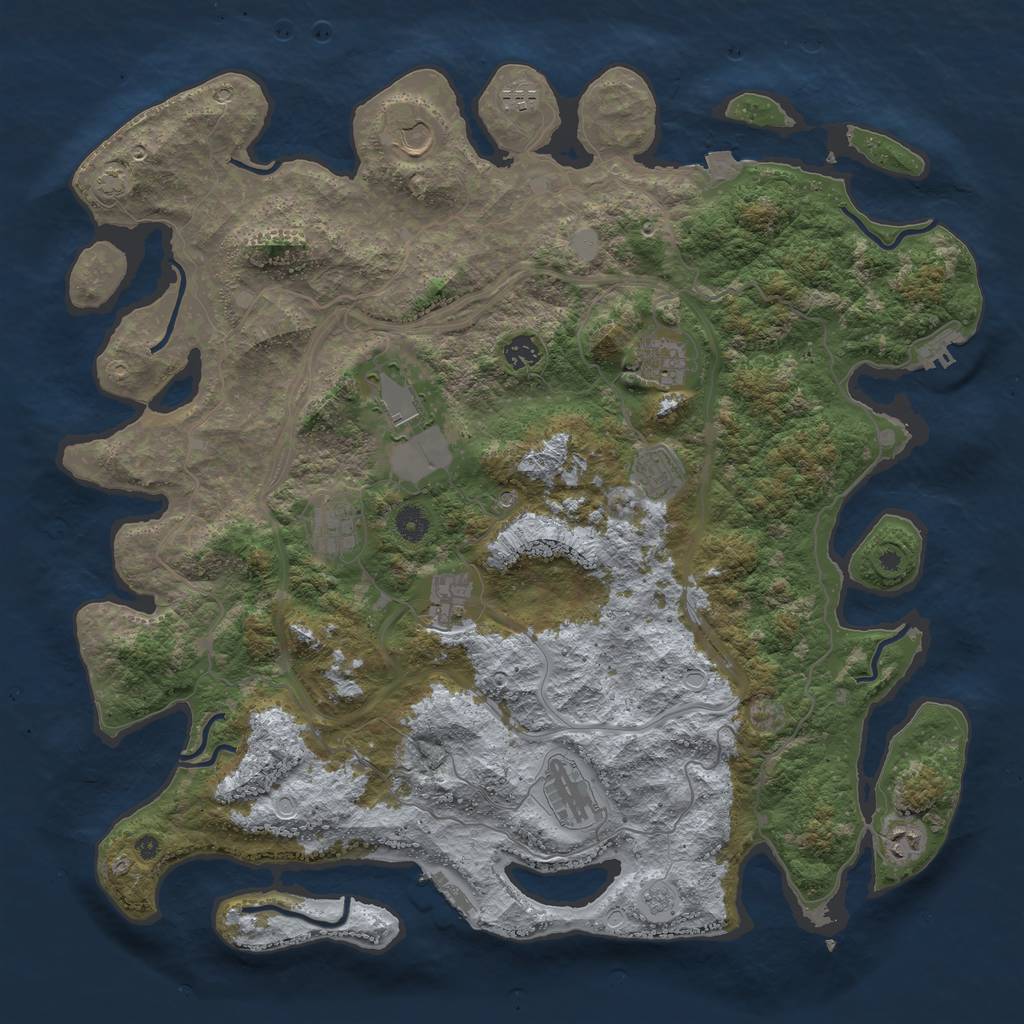 Rust Map: Procedural Map, Size: 4500, Seed: 515113797, 18 Monuments
