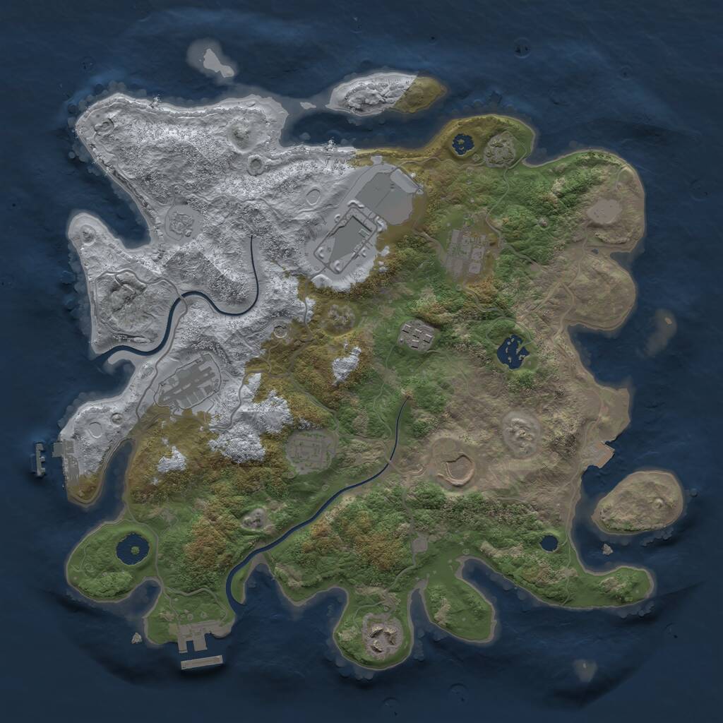Rust Map: Procedural Map, Size: 3500, Seed: 600094495, 14 Monuments