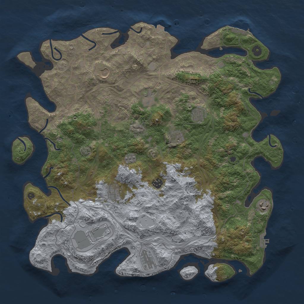 Rust Map: Procedural Map, Size: 4500, Seed: 351245, 18 Monuments