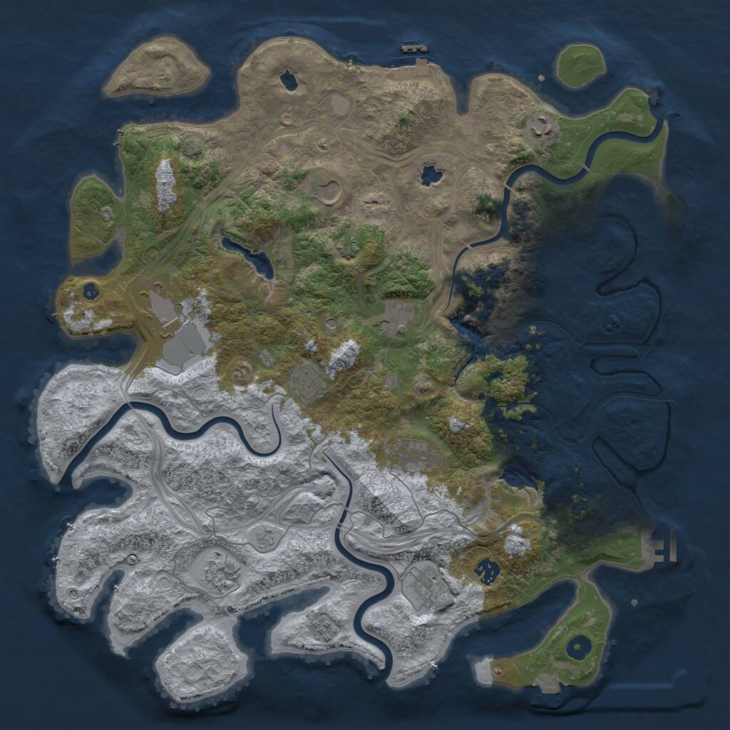 Rust Map: Procedural Map, Size: 4500, Seed: 2024491372, 16 Monuments