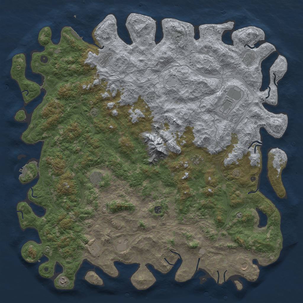 Rust Map: Procedural Map, Size: 6000, Seed: 803085083, 19 Monuments
