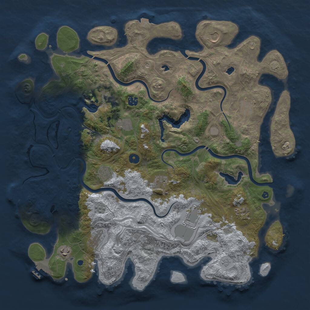 Rust Map: Procedural Map, Size: 4500, Seed: 1175059378, 17 Monuments