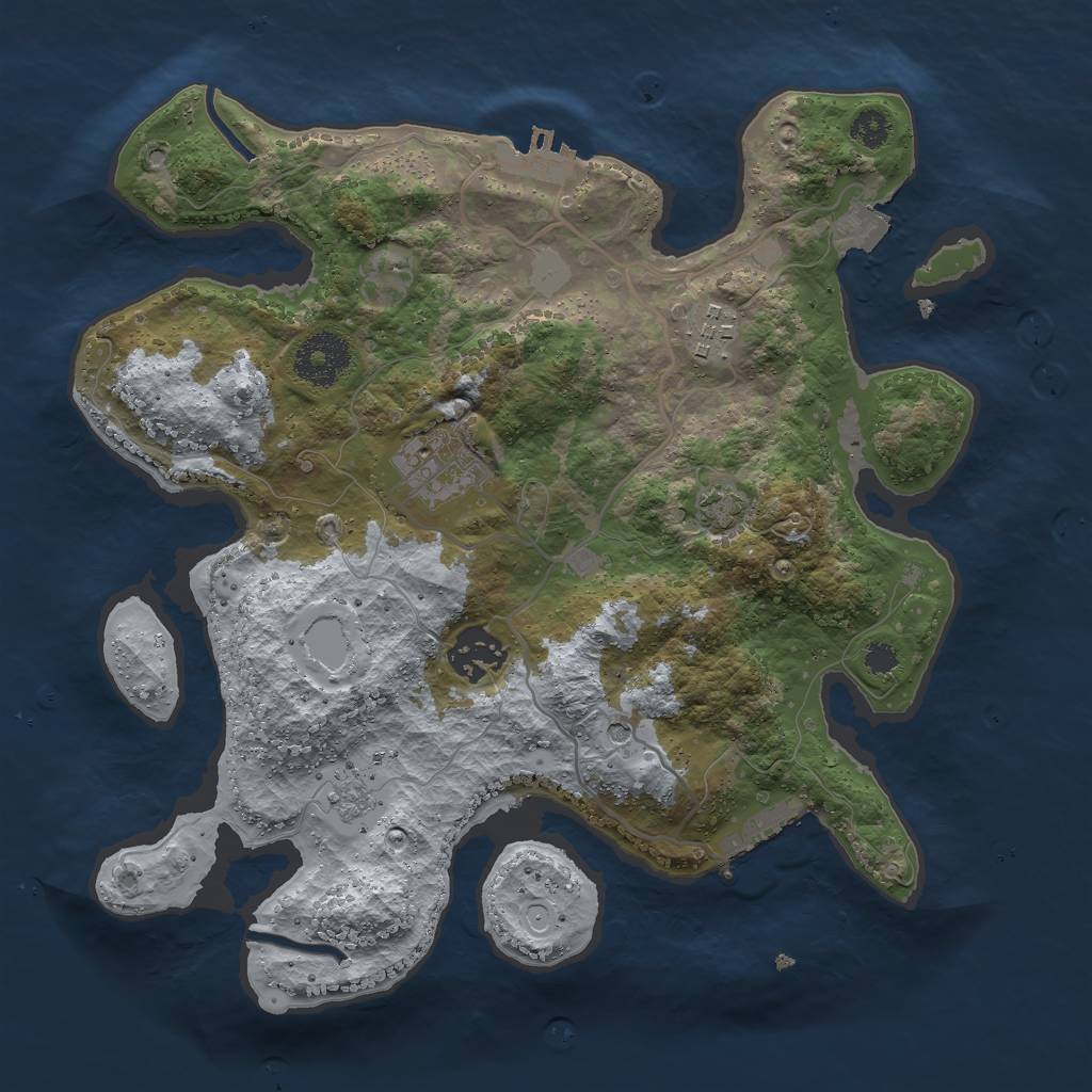 Rust Map: Procedural Map, Size: 3000, Seed: 2005934426, 11 Monuments