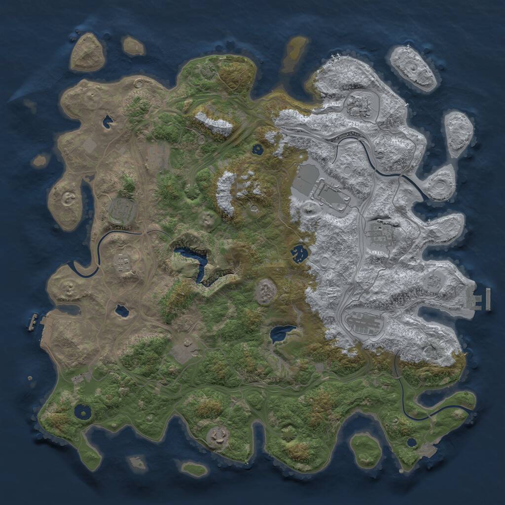 Rust Map: Procedural Map, Size: 4500, Seed: 7845628, 16 Monuments