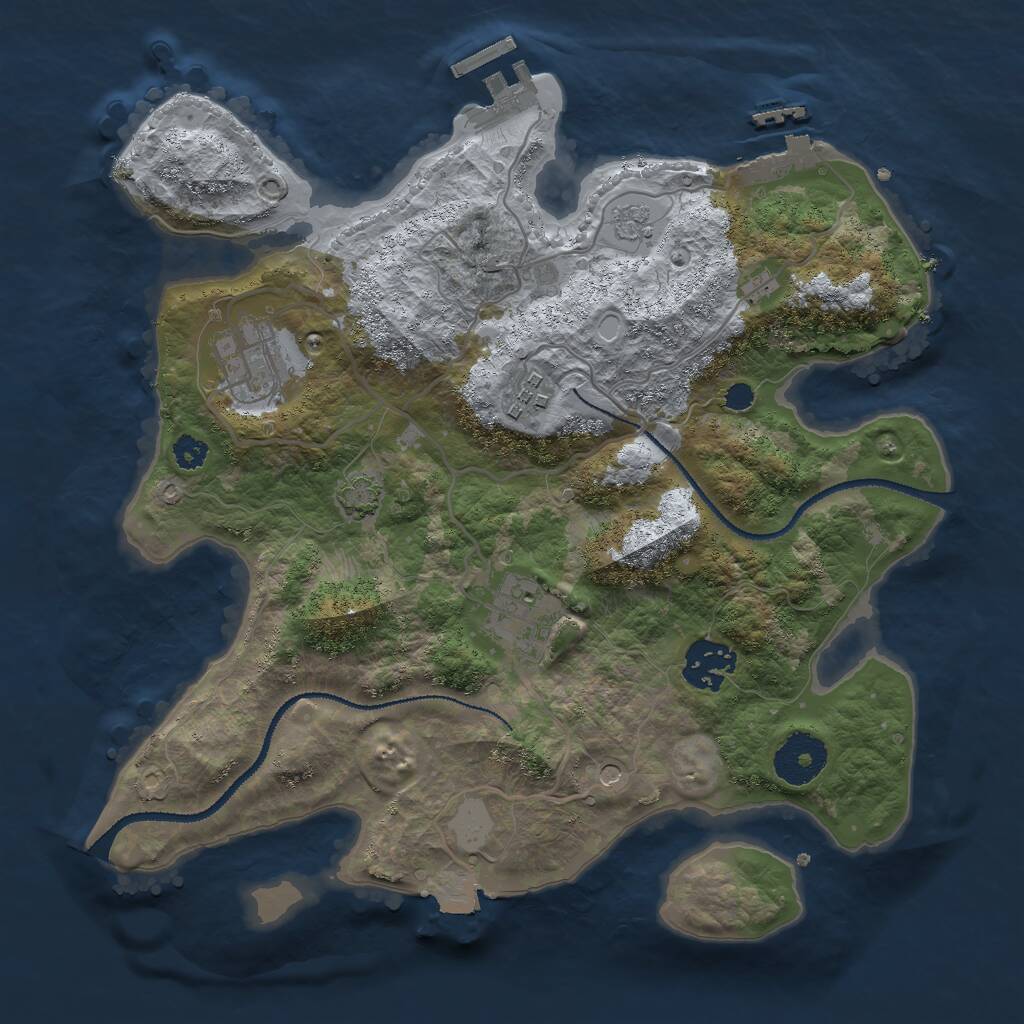 Rust Map: Procedural Map, Size: 3000, Seed: 2028516468, 10 Monuments