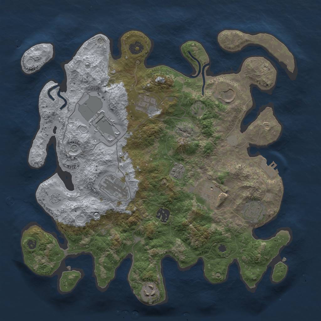 Rust Map: Procedural Map, Size: 3500, Seed: 4523321, 15 Monuments