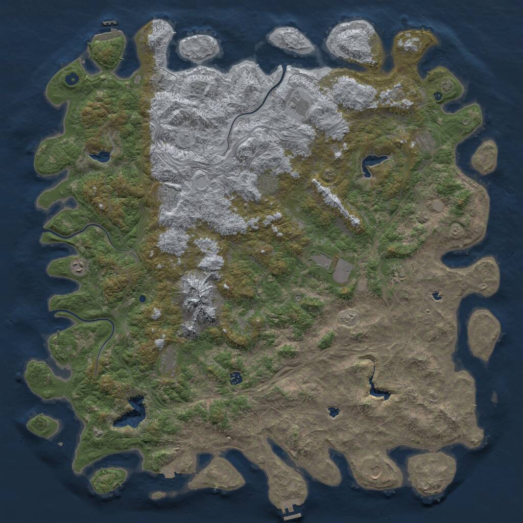 Rust Map: Procedural Map, Size: 6000, Seed: 1063822266, 17 Monuments