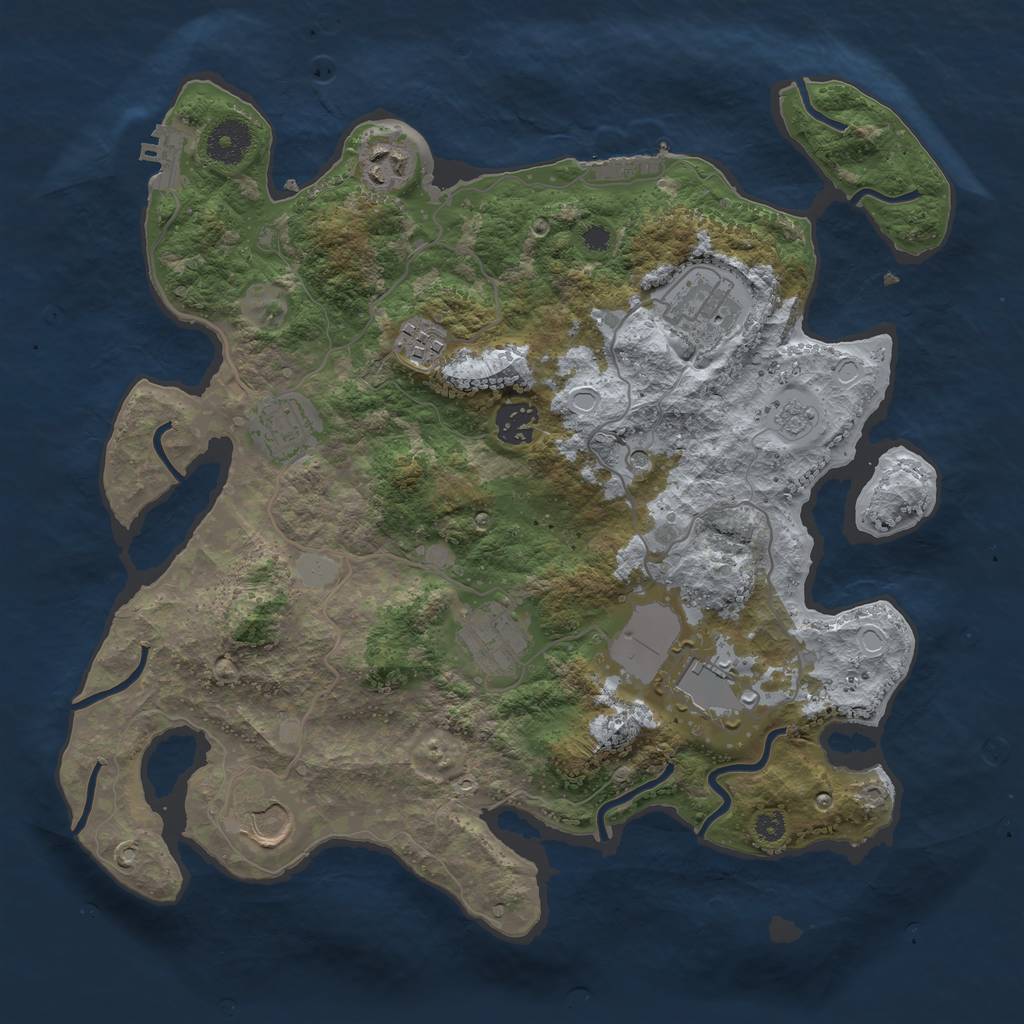 Rust Map: Procedural Map, Size: 3500, Seed: 512034410, 15 Monuments