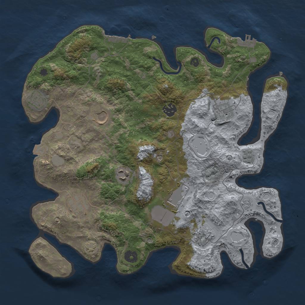 Rust Map: Procedural Map, Size: 3500, Seed: 853613190, 17 Monuments