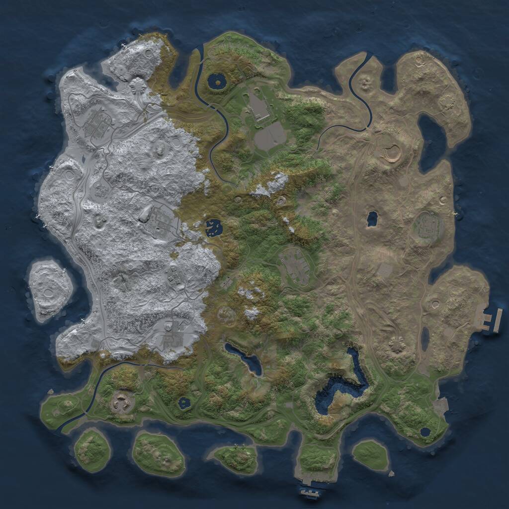 Rust Map: Procedural Map, Size: 4250, Seed: 904817603, 16 Monuments