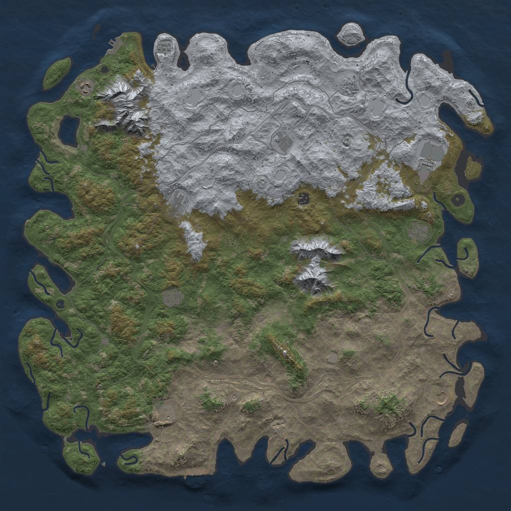Rust Map: Procedural Map, Size: 6000, Seed: 1692482701, 18 Monuments