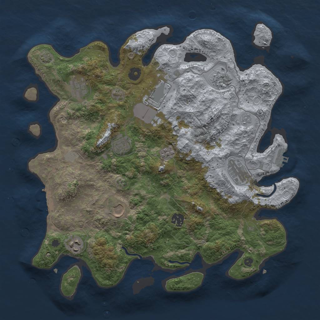 Rust Map: Procedural Map, Size: 3700, Seed: 5437487, 16 Monuments