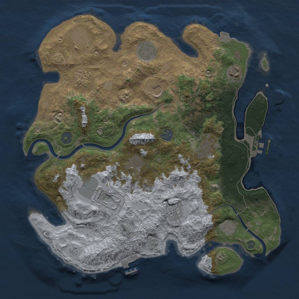 Rust Map: Procedural Map, Size: 3750, Seed: 34751959, 19 Monuments