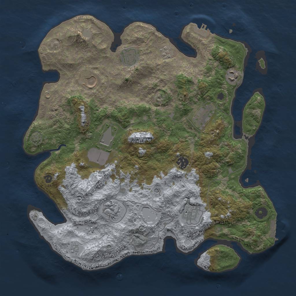 Rust Map: Procedural Map, Size: 3750, Seed: 34751959, 17 Monuments