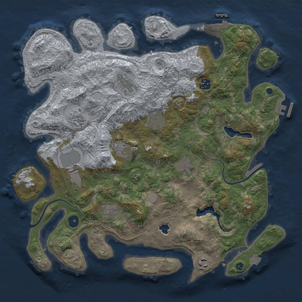 Rust Map: Procedural Map, Size: 4000, Seed: 54031, 15 Monuments