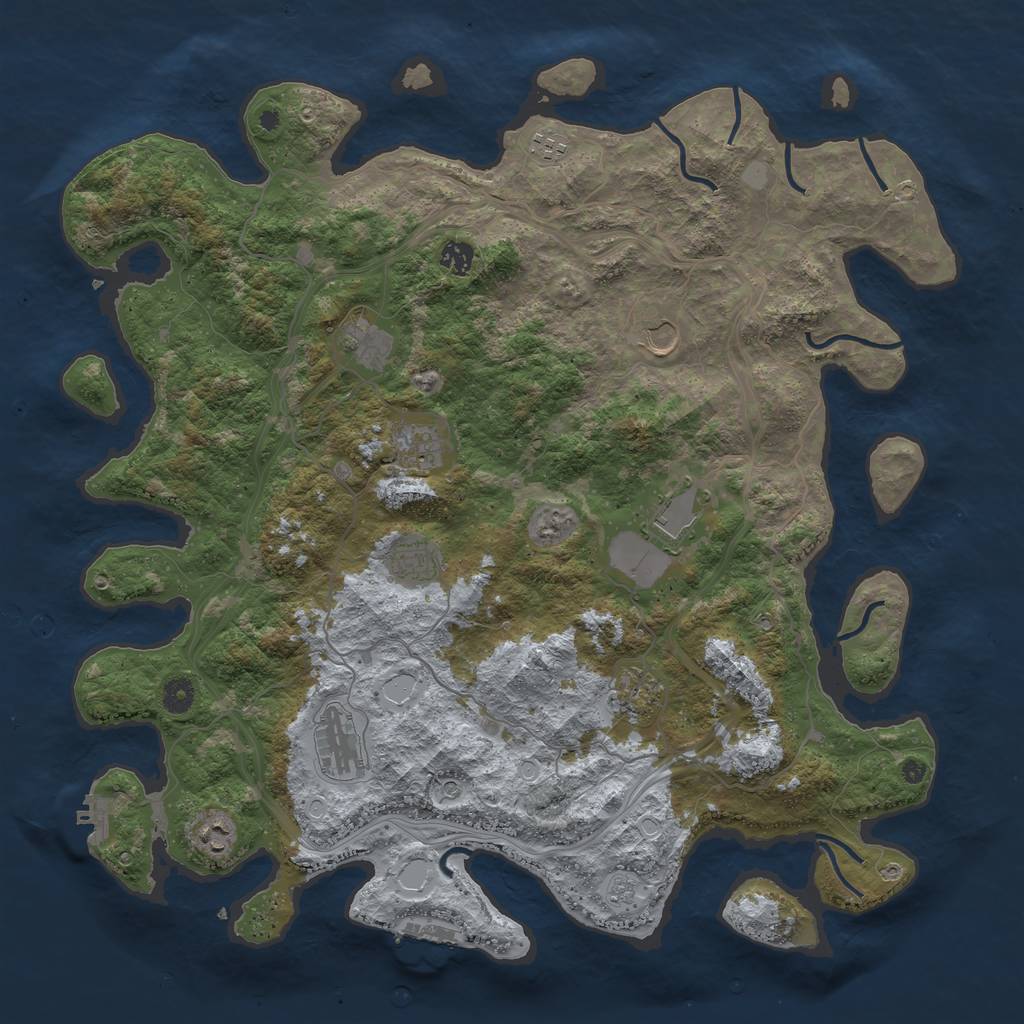 Rust Map: Procedural Map, Size: 4500, Seed: 684351, 17 Monuments