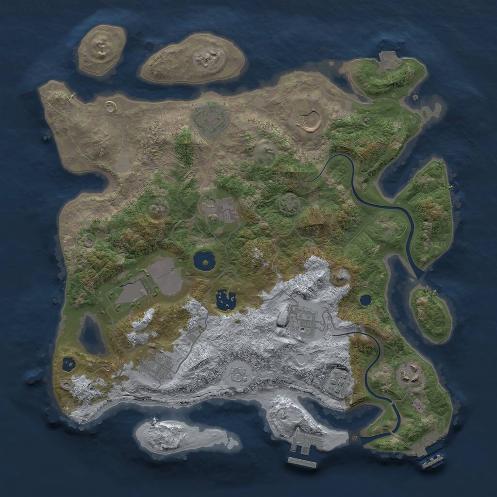 Rust Map: Procedural Map, Size: 3500, Seed: 2143575798, 14 Monuments