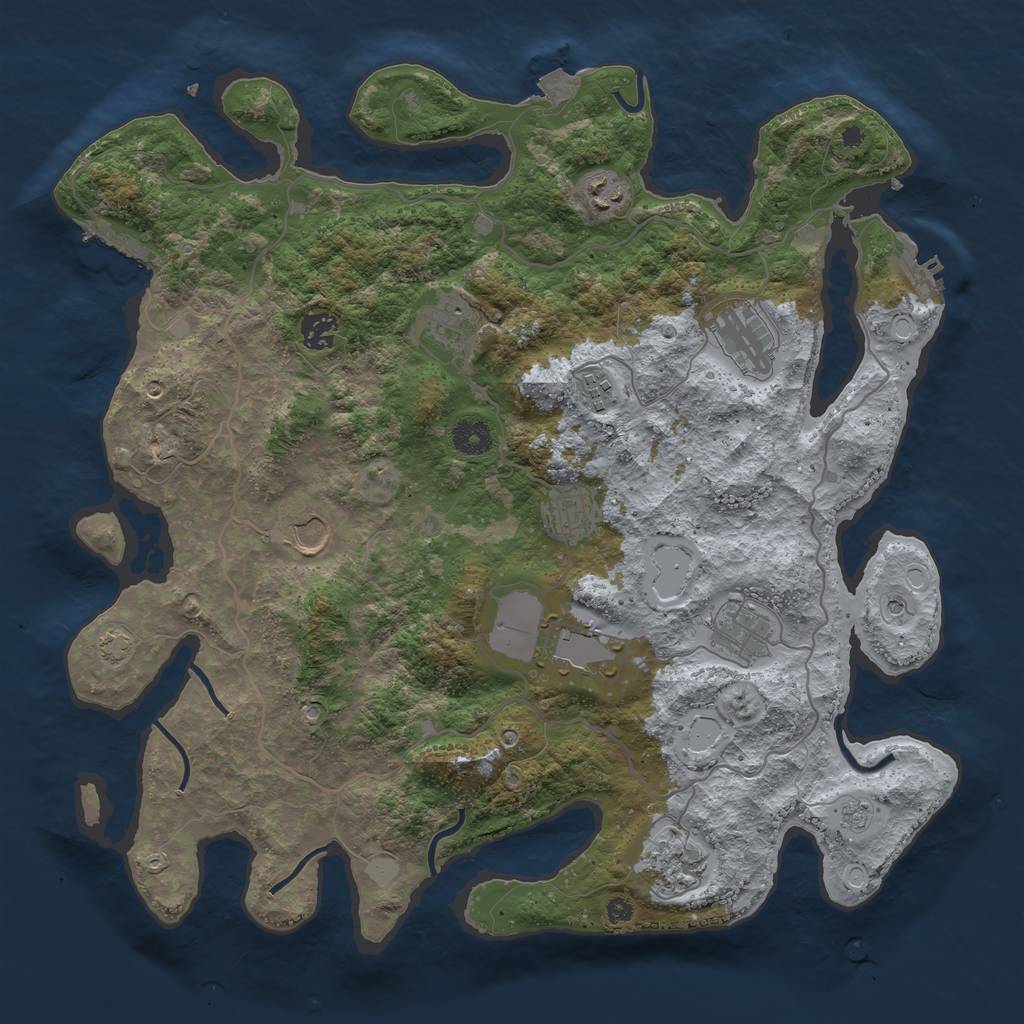 Rust Map: Procedural Map, Size: 4000, Seed: 2091185949, 18 Monuments