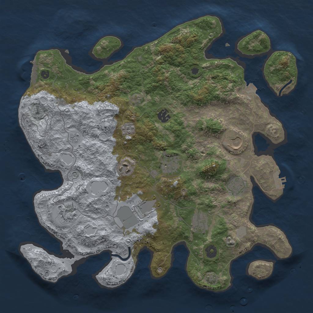 Rust Map: Procedural Map, Size: 3750, Seed: 66403848, 17 Monuments
