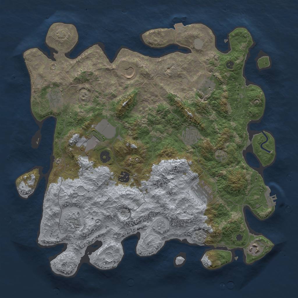 Rust Map: Procedural Map, Size: 3900, Seed: 5898929, 17 Monuments