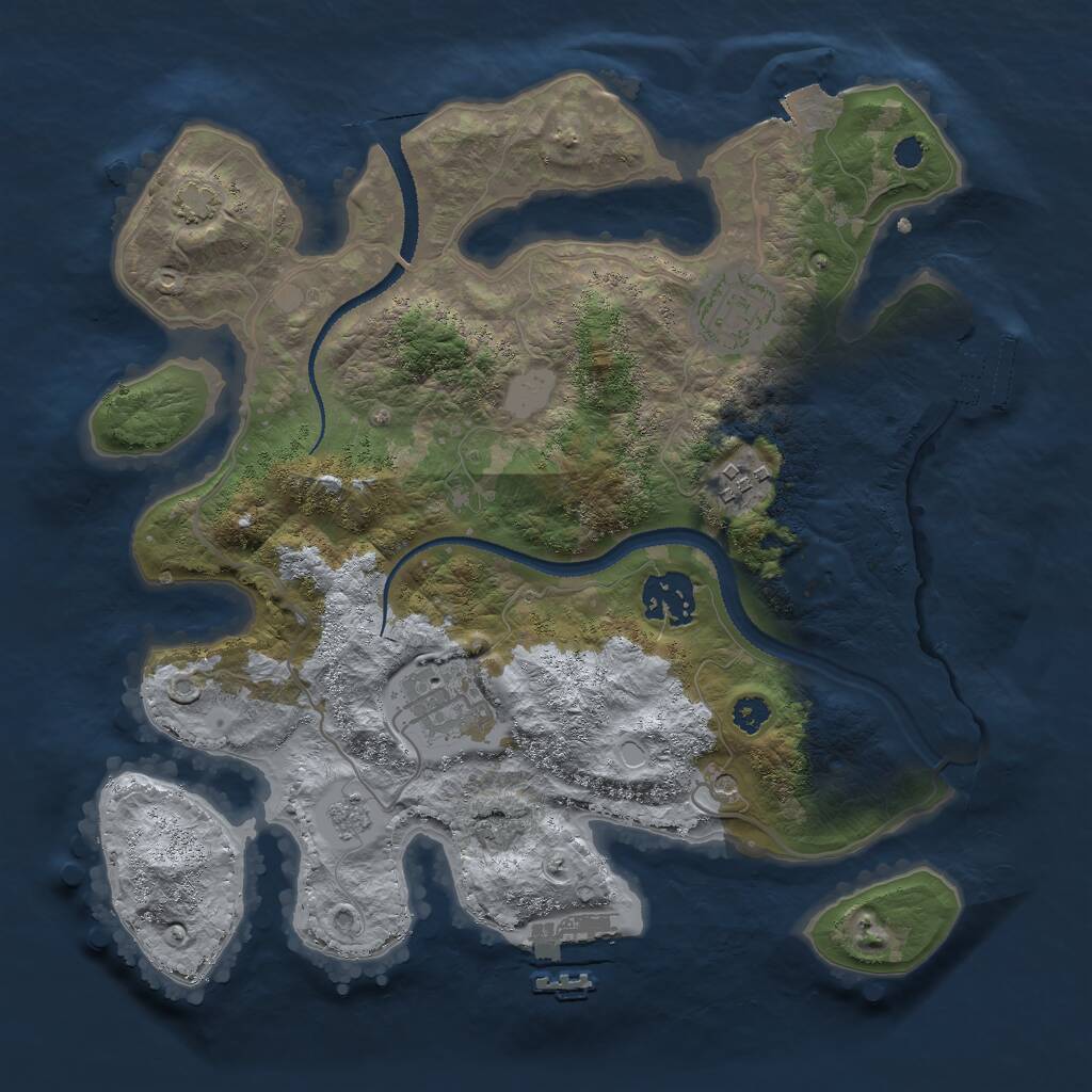 Rust Map: Procedural Map, Size: 3000, Seed: 26676, 10 Monuments