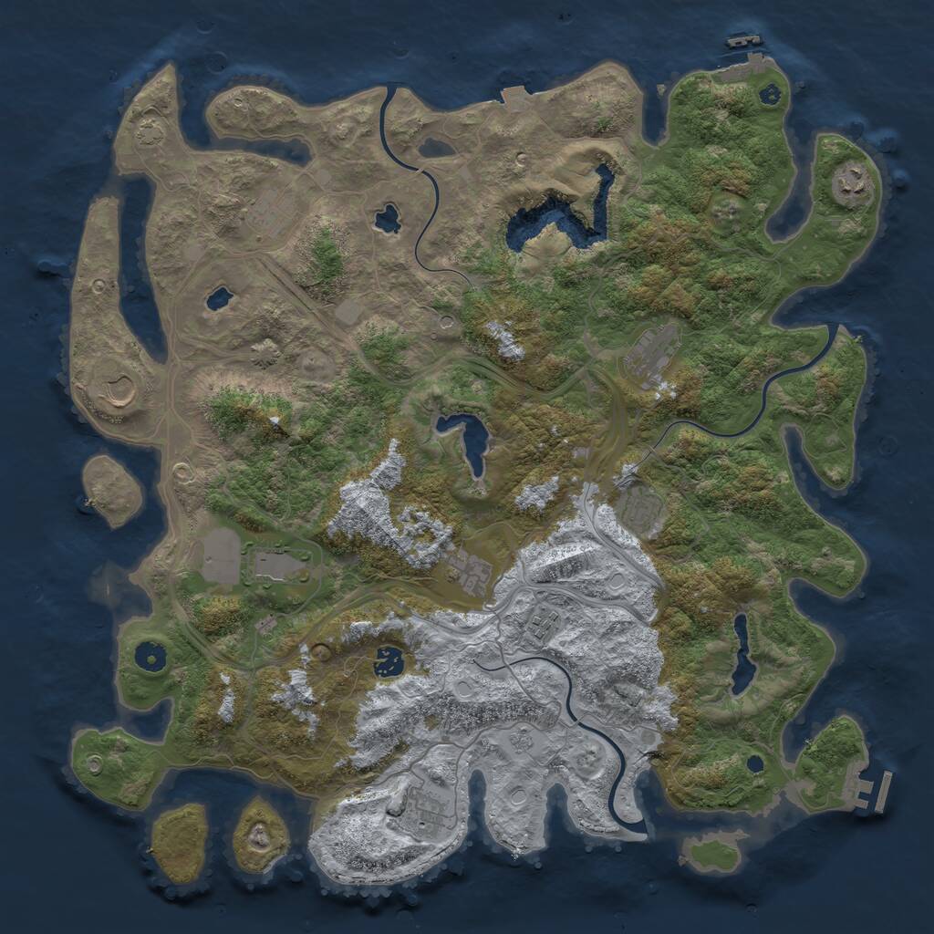 Rust Map: Procedural Map, Size: 4500, Seed: 868213004, 16 Monuments