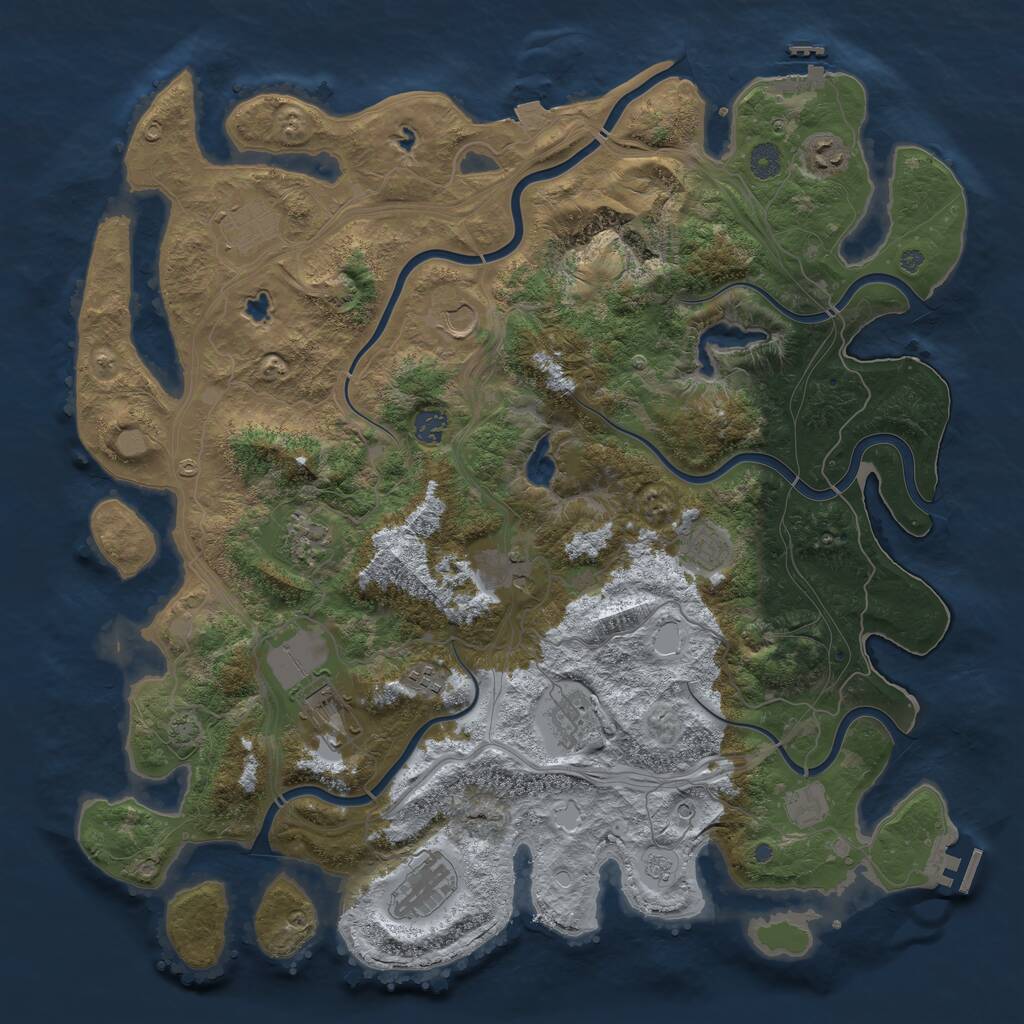 Rust Map: Procedural Map, Size: 4500, Seed: 868213004, 19 Monuments