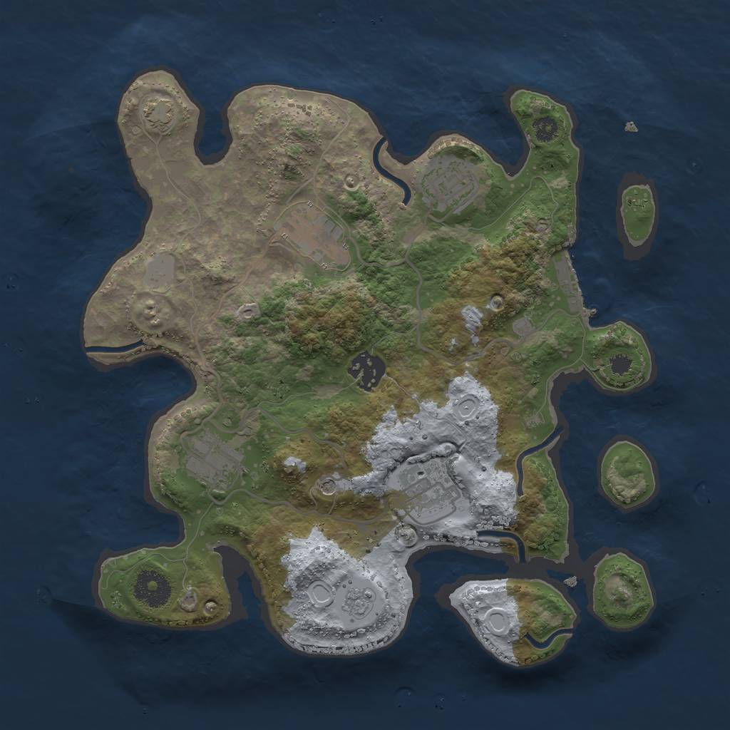 Rust Map: Procedural Map, Size: 3000, Seed: 4664, 12 Monuments