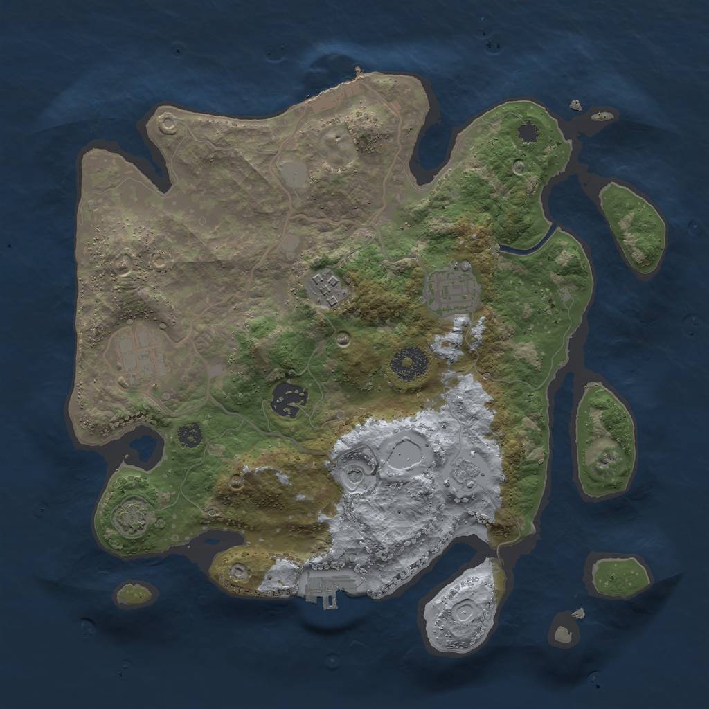 Rust Map: Procedural Map, Size: 3000, Seed: 224488, 12 Monuments