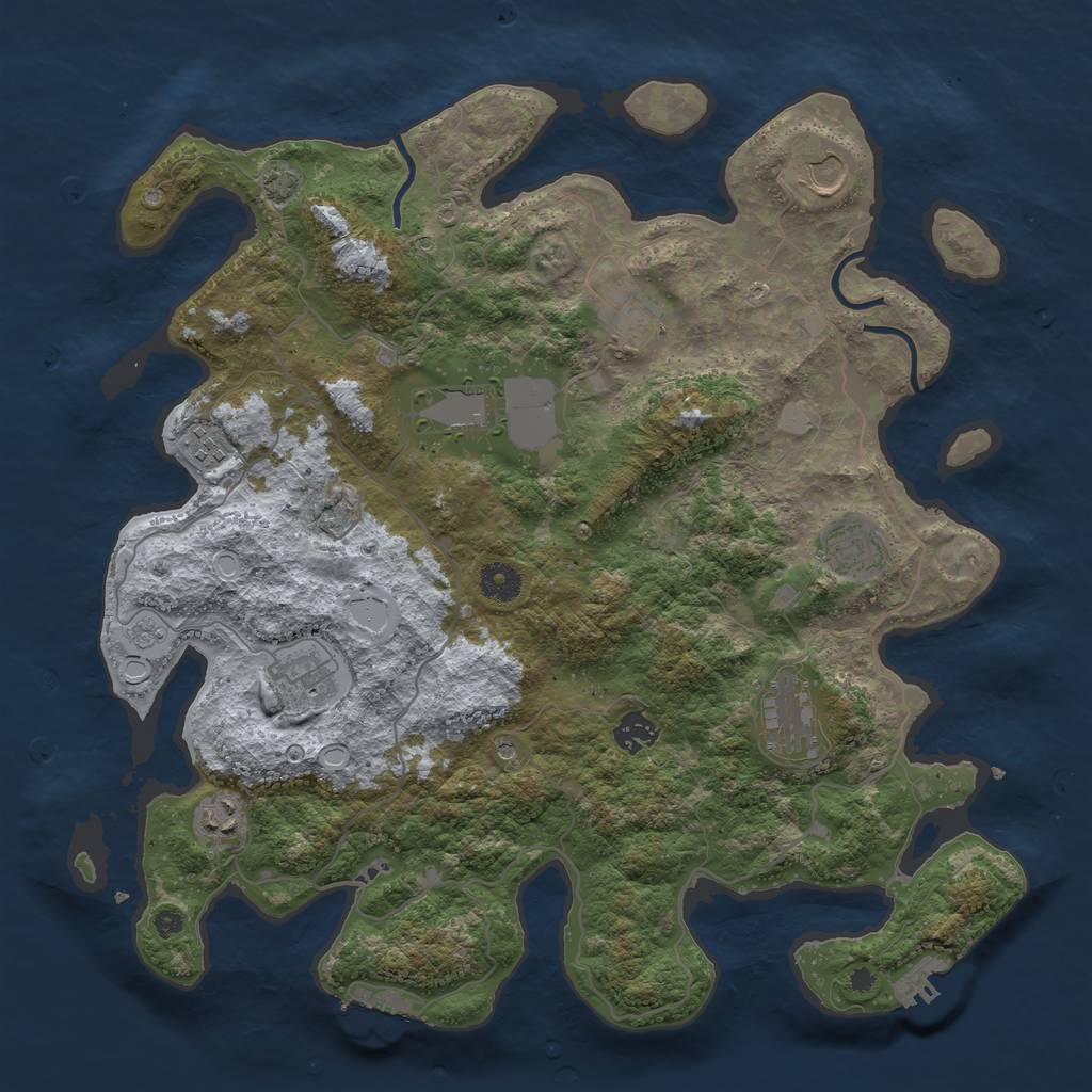 Rust Map: Procedural Map, Size: 4000, Seed: 1957862578, 17 Monuments
