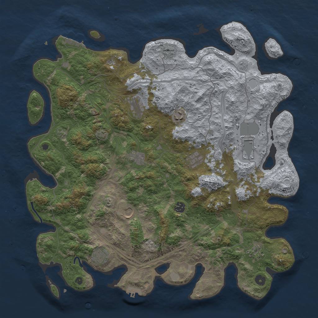 Rust Map: Procedural Map, Size: 4500, Seed: 1636191310, 18 Monuments