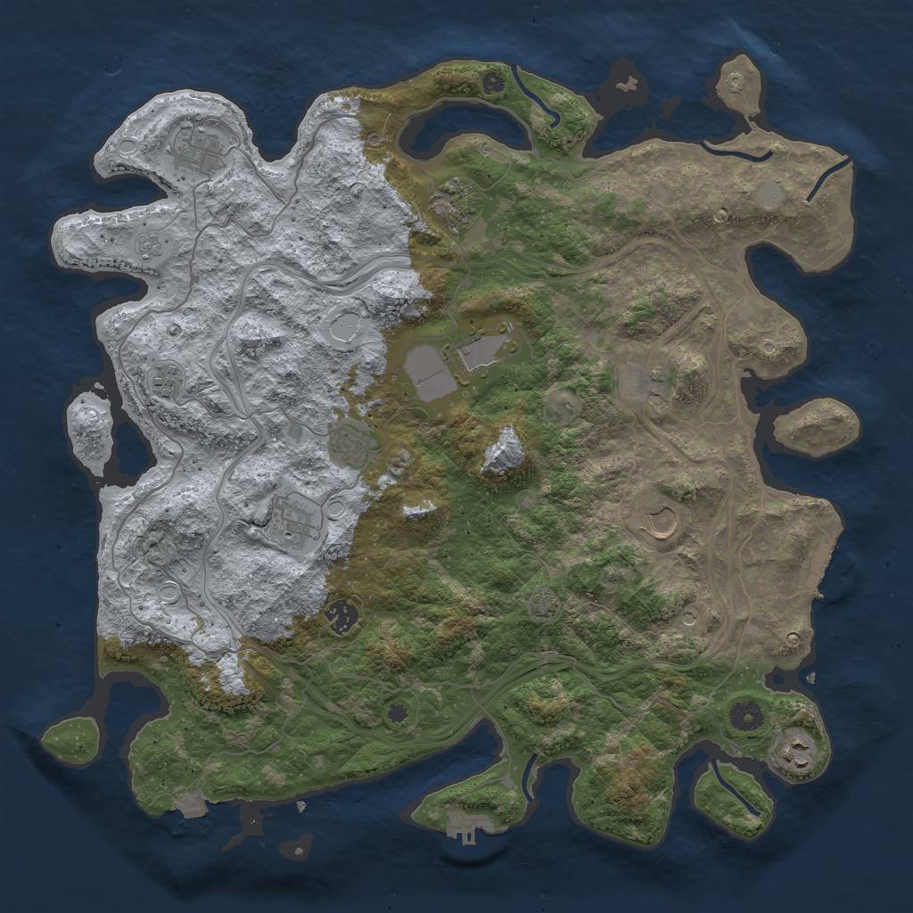 Rust Map: Procedural Map, Size: 4250, Seed: 166580682, 18 Monuments