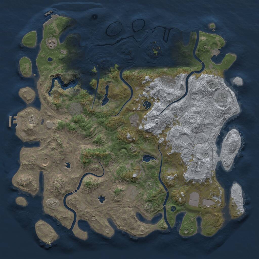 Rust Map: Procedural Map, Size: 4800, Seed: 1157090132, 17 Monuments