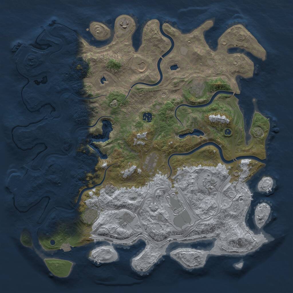 Rust Map: Procedural Map, Size: 4500, Seed: 1912701607, 16 Monuments