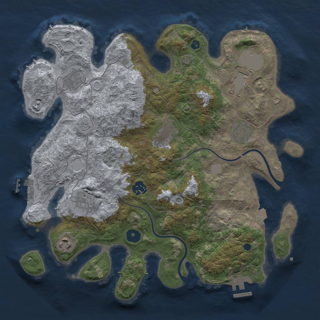 Rust Map: Procedural Map, Size: 3500, Seed: 79766741, 14 Monuments
