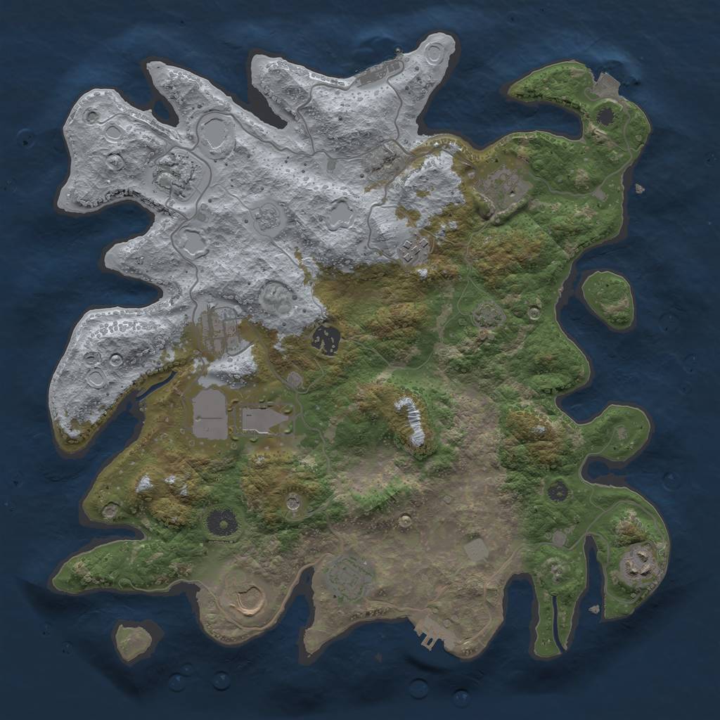 Rust Map: Procedural Map, Size: 3700, Seed: 475275984, 17 Monuments