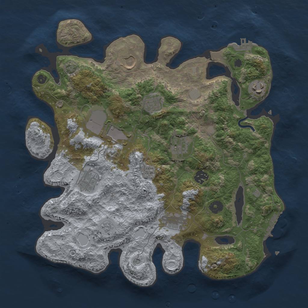 Rust Map: Procedural Map, Size: 3500, Seed: 1697055701, 17 Monuments