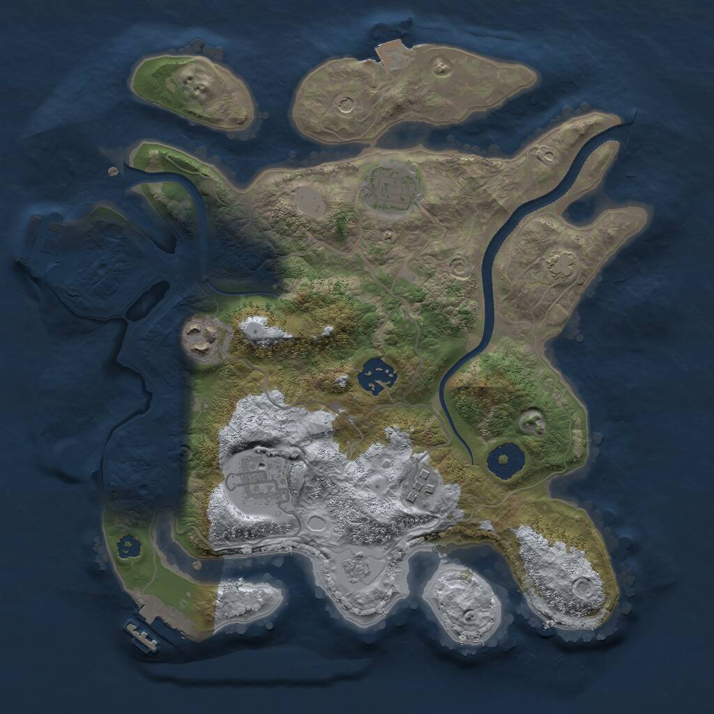 Rust Map: Procedural Map, Size: 3000, Seed: 1088265889, 11 Monuments