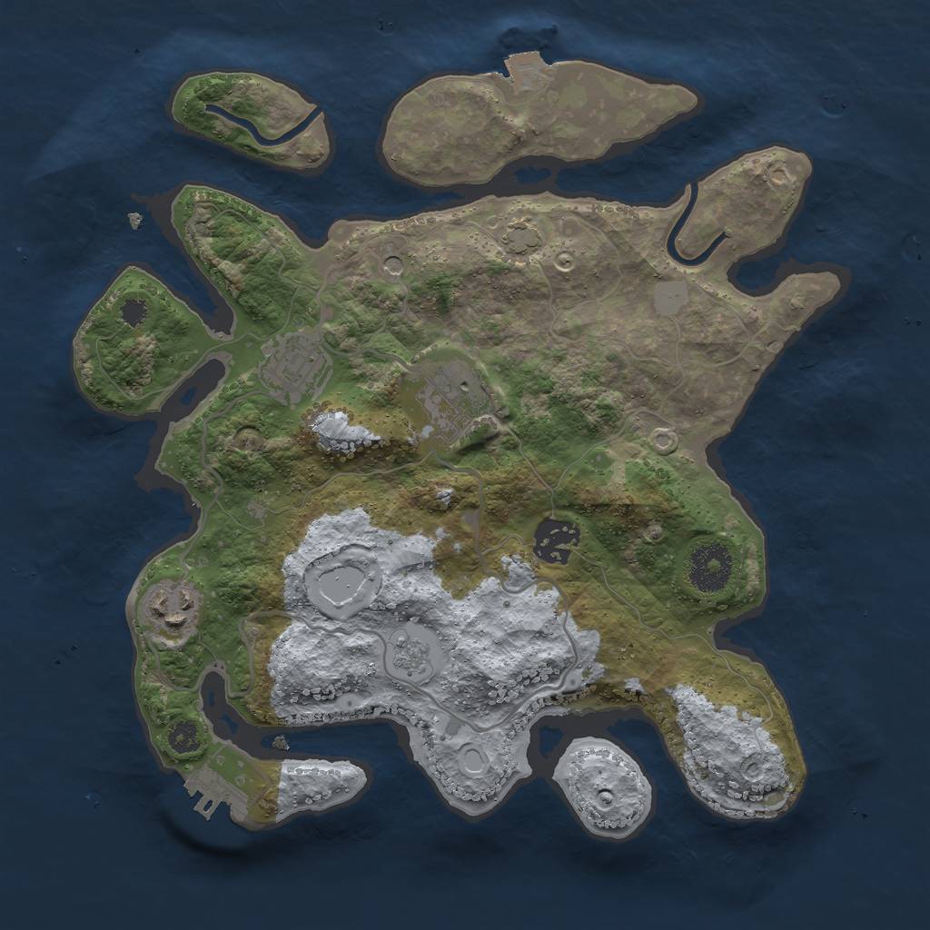 Rust Map: Procedural Map, Size: 3000, Seed: 1088265889, 11 Monuments