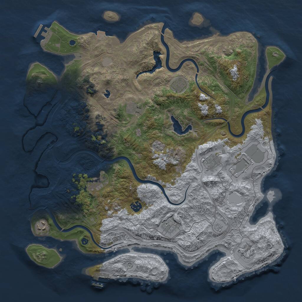 Rust Map: Procedural Map, Size: 4250, Seed: 2031394454, 16 Monuments