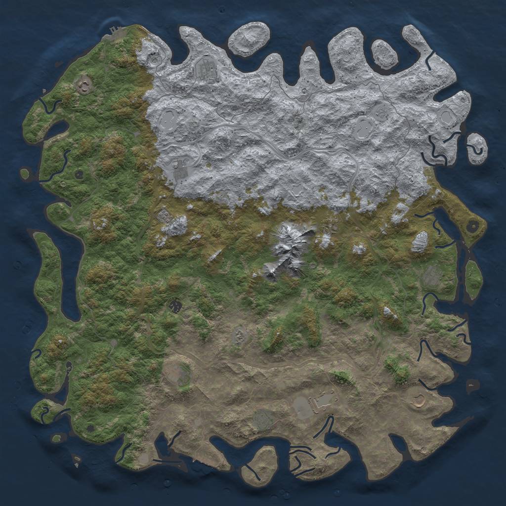 Rust Map: Procedural Map, Size: 6000, Seed: 981529921, 18 Monuments