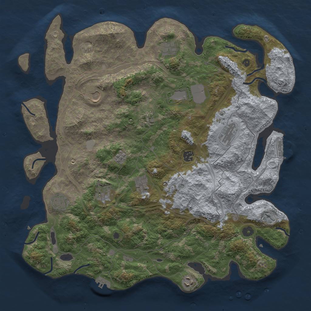 Rust Map: Procedural Map, Size: 4300, Seed: 951300052, 18 Monuments