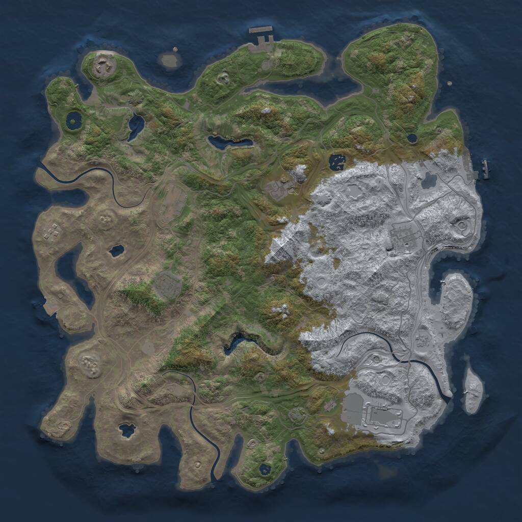 Rust Map: Procedural Map, Size: 4500, Seed: 10404, 14 Monuments
