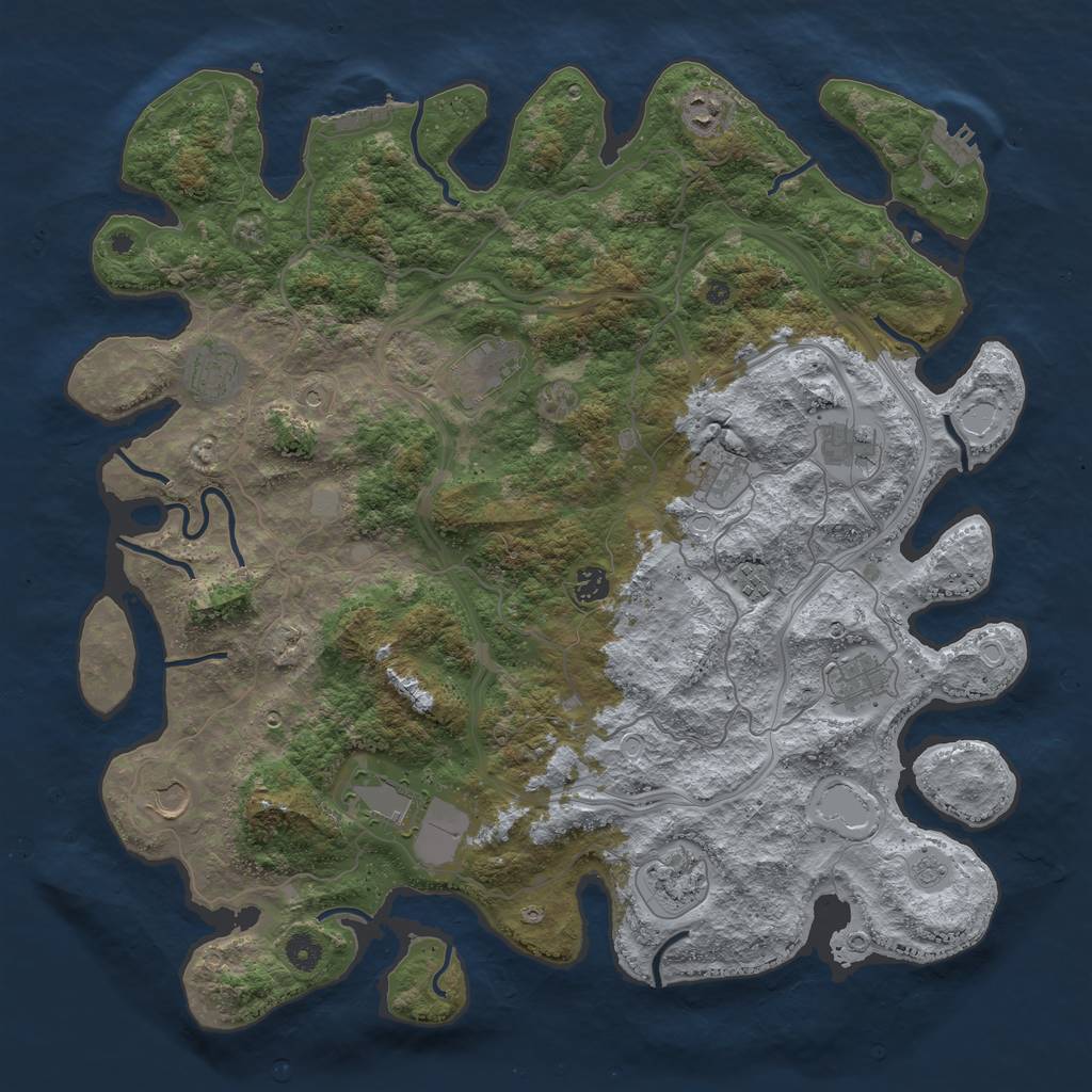 Rust Map: Procedural Map, Size: 4500, Seed: 1697166555, 18 Monuments