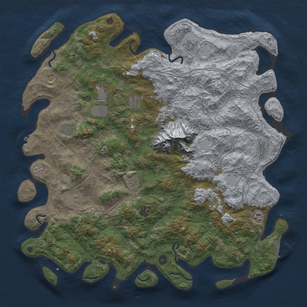 Rust Map: Procedural Map, Size: 5000, Seed: 309940842, 18 Monuments