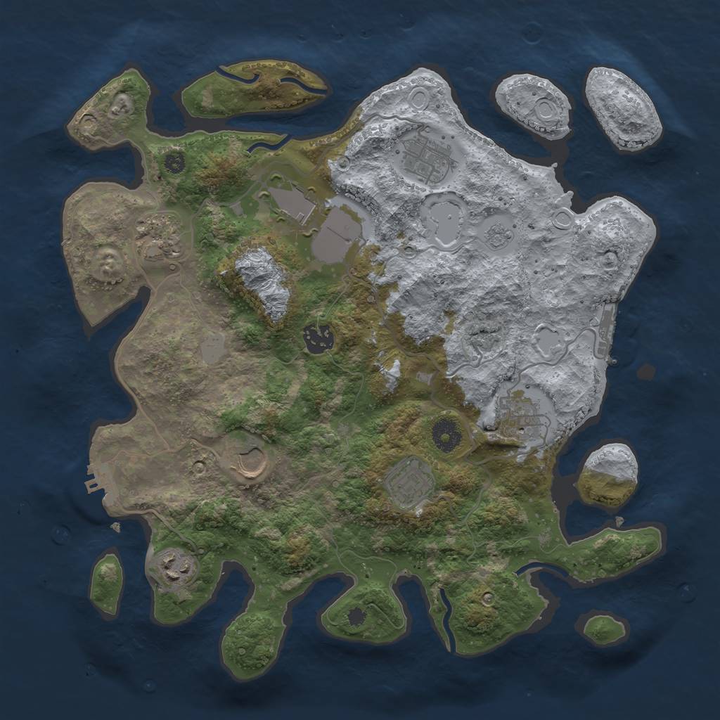 Rust Map: Procedural Map, Size: 3500, Seed: 1491148782, 14 Monuments